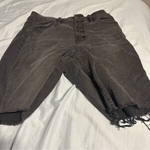 Distressed Black Denim Shorts